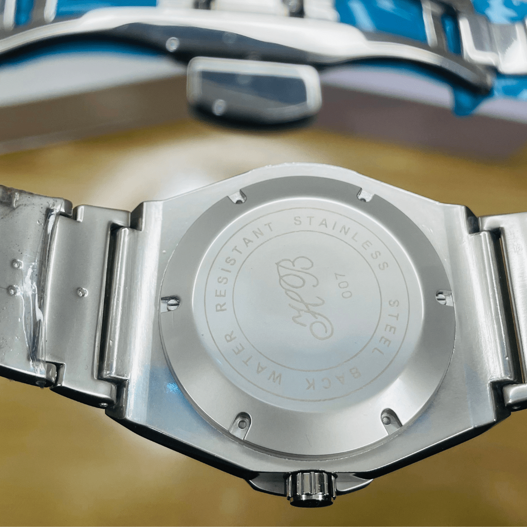 HB Premium Watch - Luxury Diamond Cut Chain - Navy Blue Dial